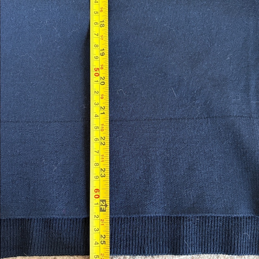 J. Crew 100% merino wool navy blue v-neckline flare sleeve hi lo sweater - Picture 16 of 16